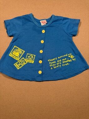 Blue Girls' Flower Print Button-Front Top Buster Brown